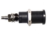 Conector banană 4mm soclu 45A 600V 1kV negru nichelat 39mm
