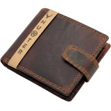 Portofel Bărbați din Piele Naturală Hunter - Lucrat Manual, Stil Vintage, Maro Cognac, 12X9,5X3 cm