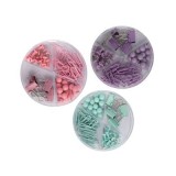 Accesorii set birou Cnx, 62 piese, diverse culori - agrafe, ace gamalie, ace tabla, clips