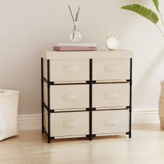 vidaXL Dulap de depozitare cu 6 sertare, crem, 55x29x55 cm, oțel