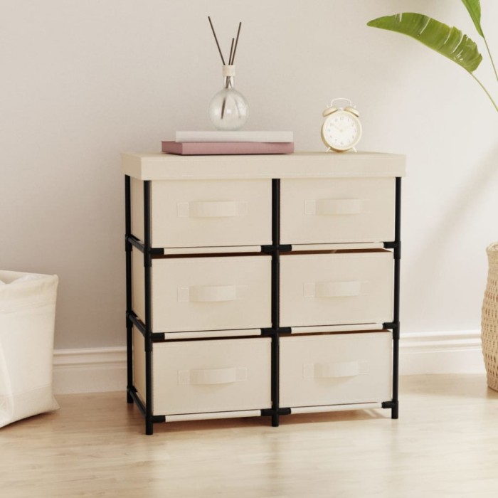 vidaXL Dulap de depozitare cu 6 sertare, crem, 55x29x55 cm, oțel 337258