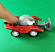 Spider-man Majorette Fiction Diecast scara 1:64 carcasa metalica roșie vopsea sărită. Vintage, Cupolă creier, sistem de lovire acționat de buton X