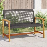 Gossi banca de gradina, negru, 112 cm, poliratan si lemn de acacia