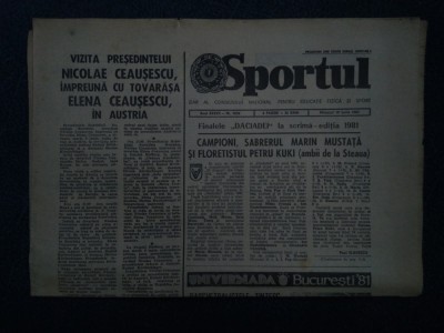 ZIARUL SPORTUL 10 IUNIE 1981 foto