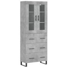 Dulap inalt, gri beton, 69,5x34x180, lemn compozit