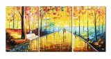 Cumpara ieftin Set 3 piese tablou pictat manual, Impreuna pe aleea vietii, 150x70cm ulei pe panza in relief efect 3D