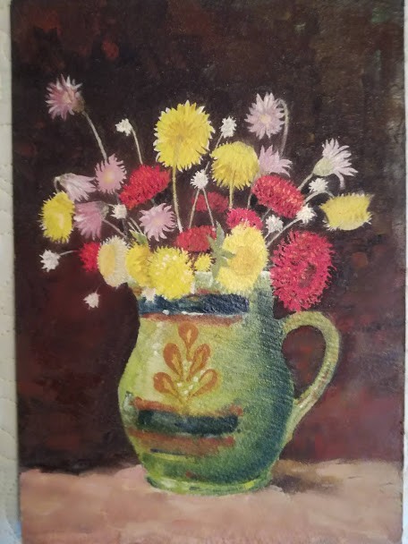 Vas cu flori, acrilic pe carton gros, nesemnat, 25 x 35 cm, fara rama Vas cu flori, acrilic pe carton gros, nesemnat, 25 x 35 cm, fara rama
