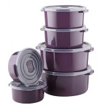 Cumpara ieftin Set 6 Cutii alimente (2X500 ml, 2X1000 ml, 2X2000 ml), Mov inchis, Capac cu dispozitiv de eliberare aer