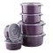 Set 6 Cutii alimente (2X500 ml, 2X1000 ml, 2X2000 ml), Mov inchis, Capac cu dispozitiv de eliberare aer