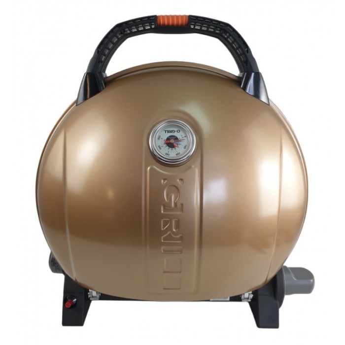 Gratar portabil cu capac O-GRILL 900, 3.2 kW, aprindere automata, 232 g/h, afisaj temperatura, Gold