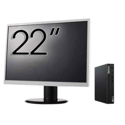 Pachet Calculator Second Hand Lenovo M80q Mini PC, Intel Core i5-10400T 2.00 - 3.60GHz, 16GB DDR4, 256GB SSD + Monitor 22&amp;amp;quot; NewTechnology Media foto