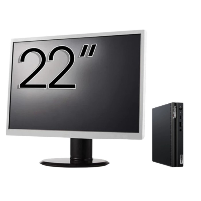 Pachet Calculator Second Hand Lenovo M80q Mini PC, Intel Core i5-10400T 2.00 - 3.60GHz, 16GB DDR4, 256GB SSD + Monitor 22&amp;quot; NewTechnology Media