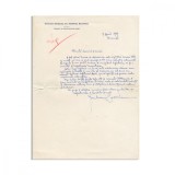 Ion Marin Sadoveanu, scrisoare olografă de condoleanțe, 1937