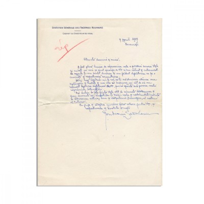 Ion Marin Sadoveanu, scrisoare olografă de condoleanțe, 1937 foto