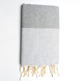 Prosop Fouta Plajă &amp; Spa Gri Deschis Cu Dungi Albe 200 x 100 cm