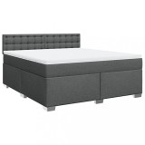 Cumpara ieftin Pat box spring cu saltea, gri inchis, 180x200 cm, textil