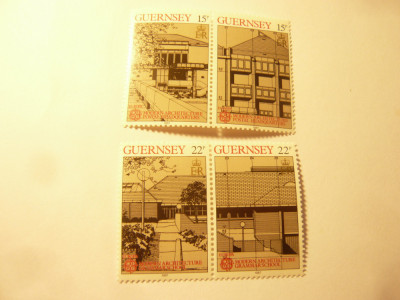 Serie Guernsey 1987 - Arhitectura Moderna , 2 perechi foto
