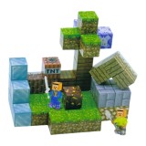 Set Constructie Minecraft 50 Piese, Cuburi Magnetice, 2 Figurine, 3+ Ani, Multicolor