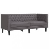 Cumpara ieftin Canapea Chesterfield cu 2 locuri, gri, piele ecologica