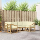 VidaXL Set canapele exterior 6 piese lemn masiv acacia alb crem design modular gradina terasa