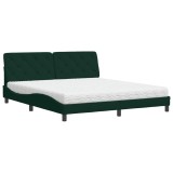 Cumpara ieftin Pat cu saltea, verde inchis, 180x200 cm, catifea