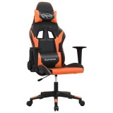 Cumpara ieftin Scaun de gaming de masaj, negru si portocaliu, piele ecologica