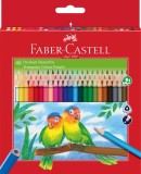 CREIOANE COLORATE TRIUNGHIULARE 48 CULORI + ASCUTITOARE ECO FABE, Faber Castell