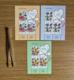Florile iubirii, minicoli de 3 timbre si 1 vinieta 2023 LP 2406c