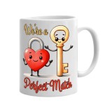 Cana alba personalizata We are a perfect match Model 2, INOVATIX&reg;. 330ml, Oem