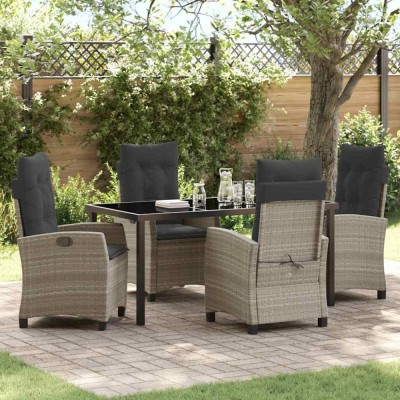 vidaXL Set de masă pentru grădină 5 pcs Gri deschis poliratan 3380410 foto