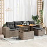 Cumpara ieftin Gossi set mobilier gradina cu perne 6 piese gri poliratan/lemn acacia