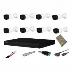 Kit 8 camere supraveghere 2MP Smart IR 20m Dahua, Exterior + DVR 8 canale Pentabrid Dahua + Sursa + Cablu + Mufe foto