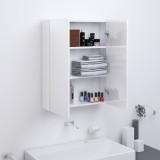 vidaXL Dulap de baie cu oglindă, alb strălucitor, 60x15x75 cm, MDF