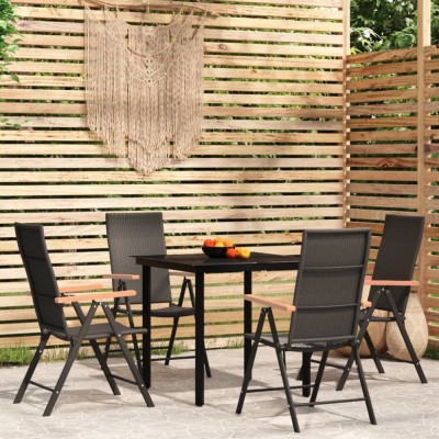 vidaXL Set de servit masa pentru grădină, 5 piese, negru foto