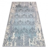 Covor CORE W3824 Ornament Vintage - structural, două niveluri de l&acirc;nă, albastru deschis / cremă / gri, 180x270 cm, Dreptunghi, Lana