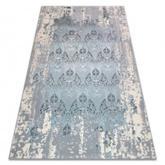 Covor CORE W3824 Ornament Vintage - structural, două niveluri de l&acirc;nă, albastru deschis / cremă / gri, 80x150 cm
