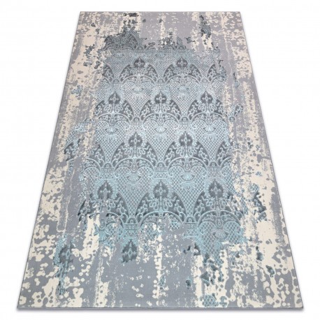Covor CORE W3824 Ornament Vintage - structural, două niveluri de l&acirc;nă, albastru deschis / cremă / gri, 180x270 cm