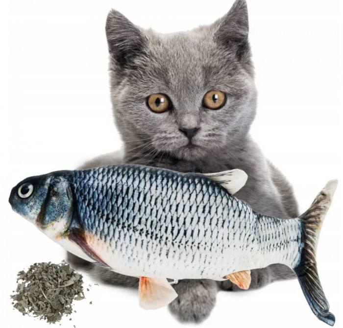 Jucărie pentru pisici de pluș pește catnip 21cm