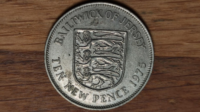 Jersey - moneda de colectie - 10 new pence 1975 - Elisabeta - impecabila ! foto