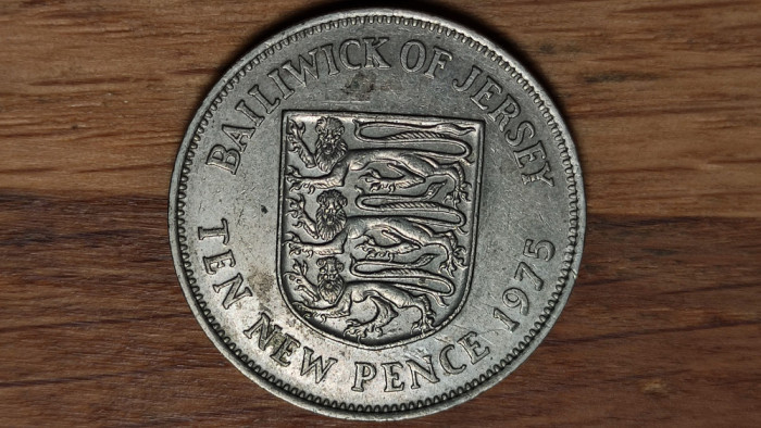 Jersey - moneda de colectie - 10 new pence 1975 - Elisabeta - impecabila !