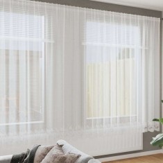 vidaXL Perdele cu perdele Floral Alb 600 x 240 cm Poliester