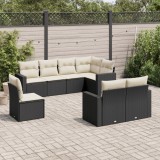 Cumpara ieftin Gossi set mobilier de gradina cu perne, 8 piese, negru, poliratan