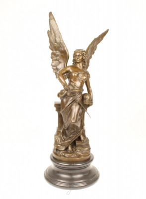 Minerva- statueta din bronz pe un soclu din marmura BR-39 foto