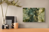 Tablou Canvas, "Texturi și Vibrații Naturale Abstracțiuni", Pietre, Texturi, Valuri, Contrast, Auriu, Verde, Abstract, Natură, Suprafețe, Mișcare, 39