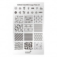 Matrita pentru unghii Konad Square Image Plate 24, Argintiu foto