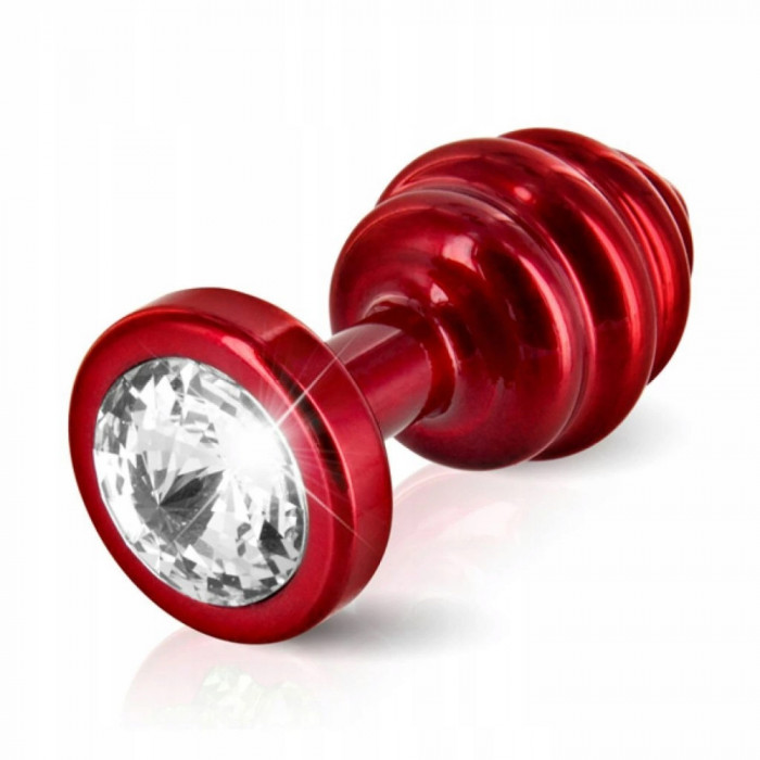 Plug anal - Diogol Ano Ribbed Red 30 mm