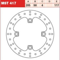 Disc frână fix spate, 205/98x4mm 4x117mm, diametru gaură de centrare 10,5mm, spacing 0 compatibil: YAMAHA YFM 700 (Grizzly)/700 (Grizzly) EPS/700 (Gri