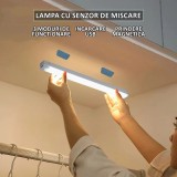 Lampa LED cu senzor de miscare 30cm, reincarcabila USB, iluminare automata, pentru dulap / mobilier / bucatarie