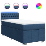 Cumpara ieftin Pat box spring cu saltea, albastru, 100x200 cm, textil