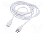 Cablu IEC C13 mamă NEMA 5-15 (B) 5m alb LIAN DUNG 3x0,75mm&sup2; PVC